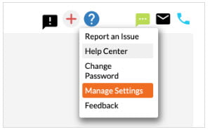 manage settings