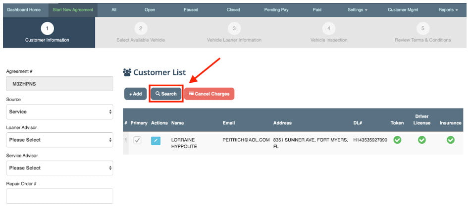 logitrac search for customer