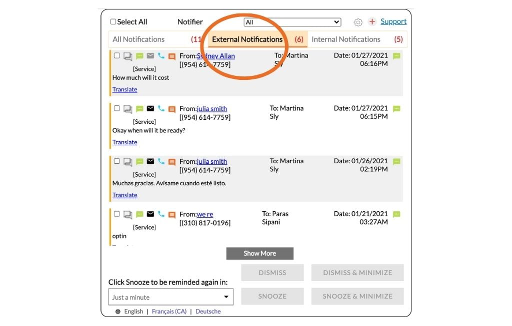 external notifications