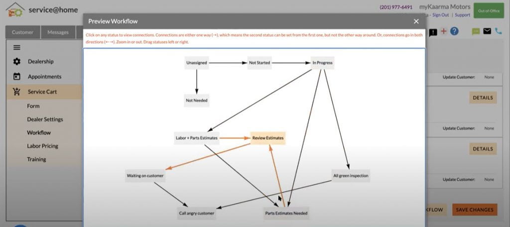myKaarma Workflow Builder for ServiceCart
