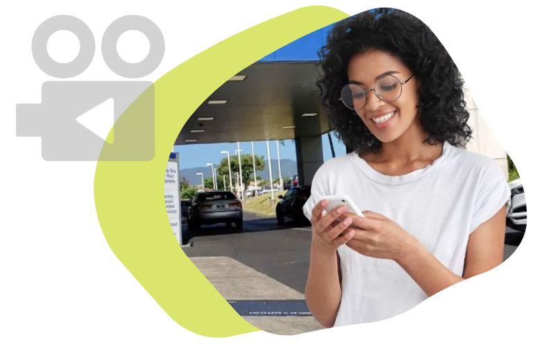 Happy customer receiving video from dealer